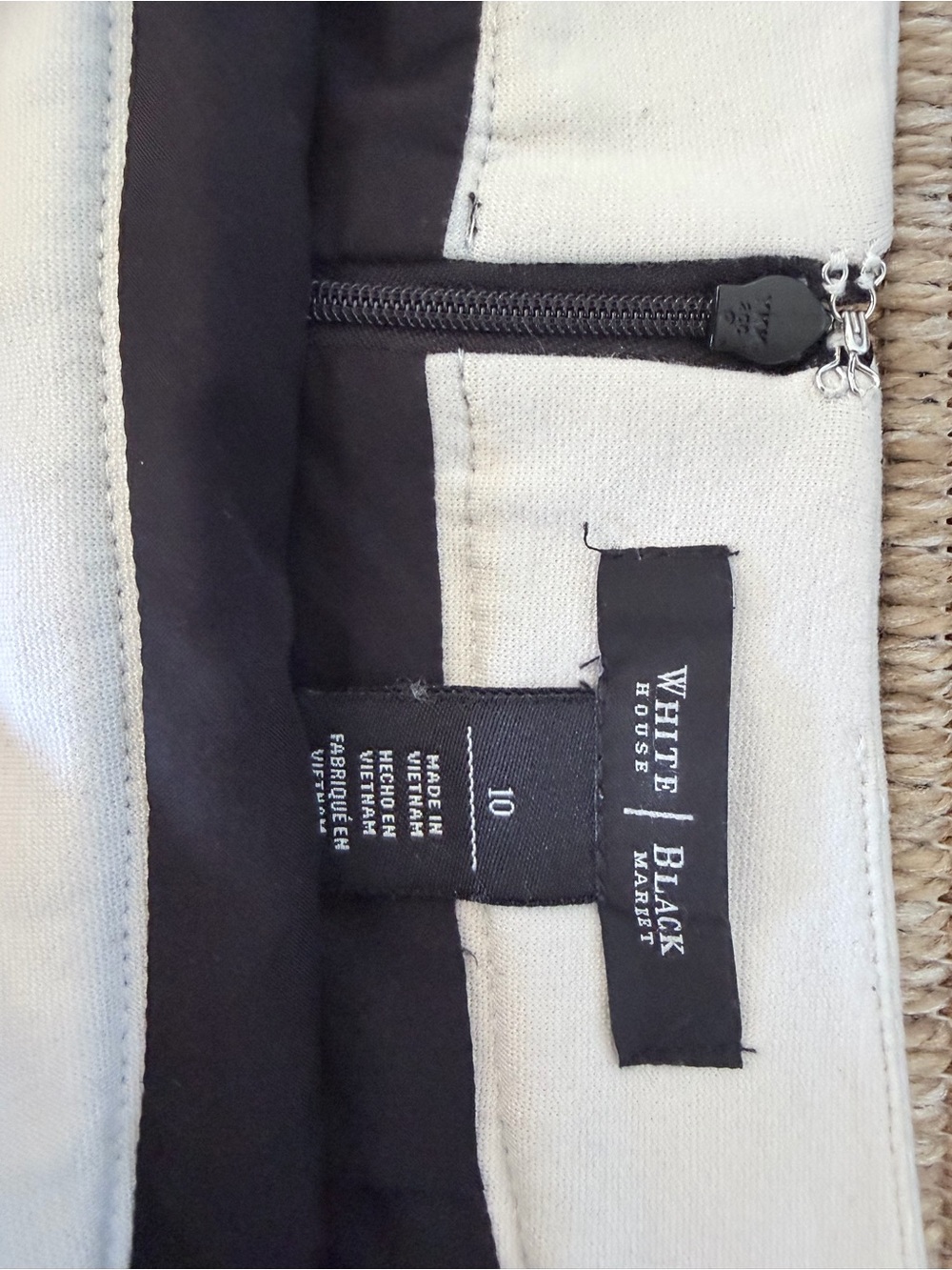 White House Black Market Black and Cream Pencil Skirt - Size 10